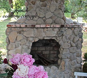 outdoor rock amp brick fireplace, fireplaces mantels, outdoor living