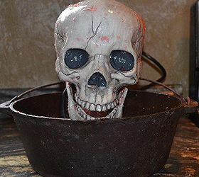 diy halloween skull fountain, halloween decorations, seasonal holiday d cor, Finished Fountain going to play w water flow to get amount of blood flow wanted