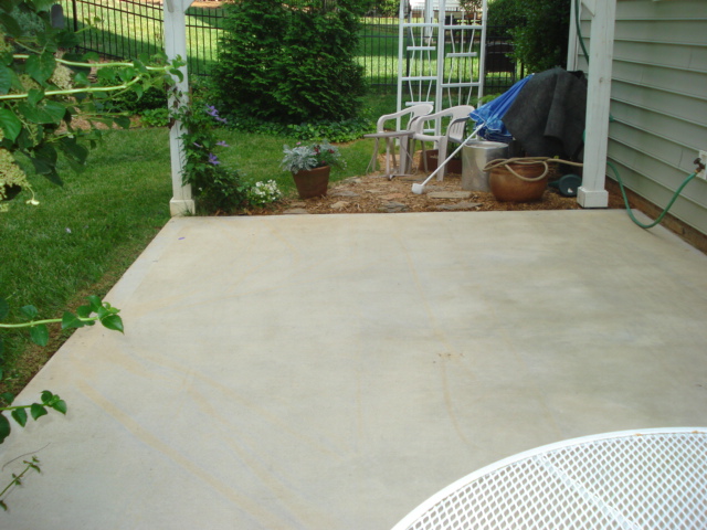 diy painting concrete patio aqua, concrete masonry, diy, painting, patio, After pressure wash