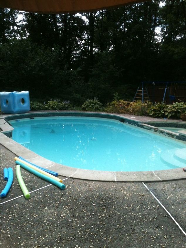 q tile over concrete patio, concrete masonry, patio, pool designs