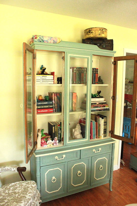 dining hutch makeover, painted furniture, Open doors
