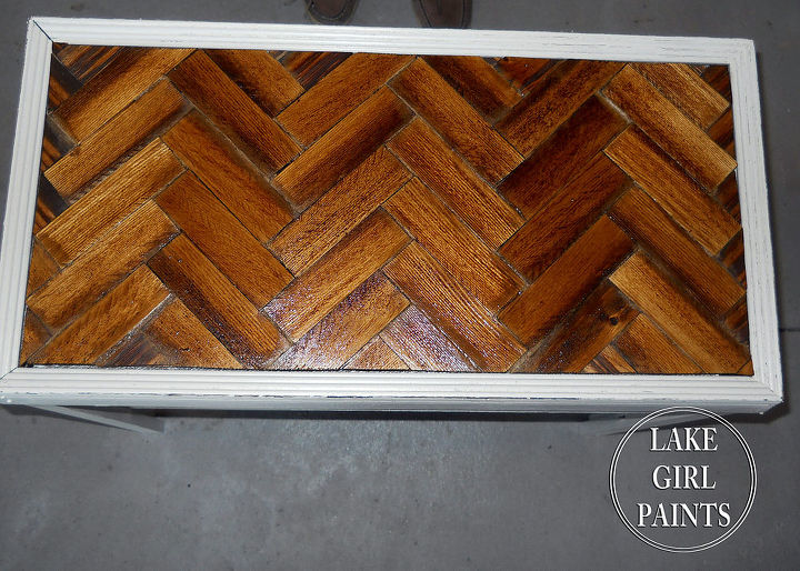 turn lath wood into chevron pattern on table, diy, painted furniture, woodworking projects