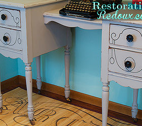 grey vintage desk makeover, painted furniture