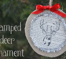 diy burlap stamped deer ornament, crafts, seasonal holiday decor