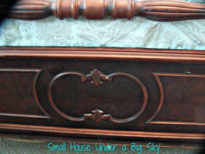 craig s list antique walnut bed revival, painted furniture, repurposing upcycling, Footboard carving details