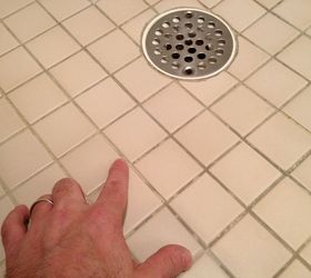 shower grout that doesn t stain or need sealed ever, bathroom ideas, home maintenance repairs, This is a picture of my discolored old grout Yoda would be embarrassed