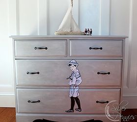 a sailor dresser, chalk paint, home decor, painted furniture, Decoupaged Nautical Dresser After