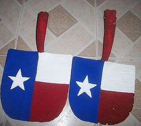 turning old rusty shoves into colorful art work, home decor, patriotic decor ideas, repurposing upcycling, Texas flag short face shovel