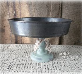 pedestal stand from a cake pan, home decor, repurposing upcycling, A cake pan and candlestick holder combine for a cute pedestal stand