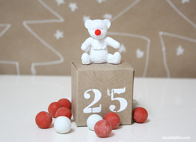 diy advent calendar, christmas decorations, crafts, seasonal holiday decor, Each painted and given a Rudolph nose
