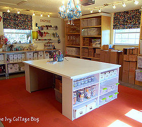 diy crafting table, craft rooms, painted furniture, storage ideas, Another view of the work table