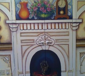 must see alzheimer secure unit nursing retirement home mural makeover, home decor, painted furniture, I painted a lovely fireplace with pretty decor to divert attention from the closet and TV