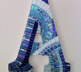 custom handcrafted mosaic initials, crafts, Sapphire A