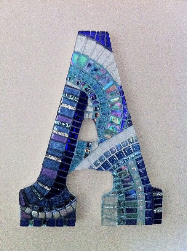 custom handcrafted mosaic initials, crafts, Sapphire A