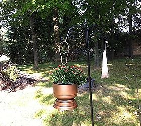 brass lamp finds new life as hanging planter, flowers, gardening, repurposing upcycling