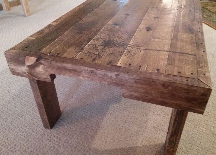 recycled and redeemed pallet wood table, painted furniture, pallet, repurposing upcycling, woodworking projects