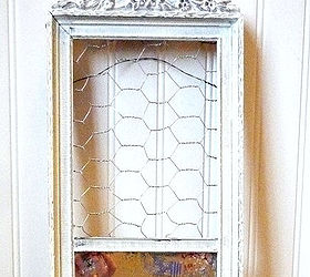mirror pin board with fabric and chicken wire, crafts