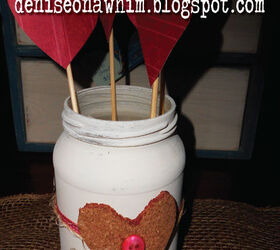 jar of hearts, chalk paint, crafts, seasonal holiday decor, upcycling a pickle jar into a sweet little valentine