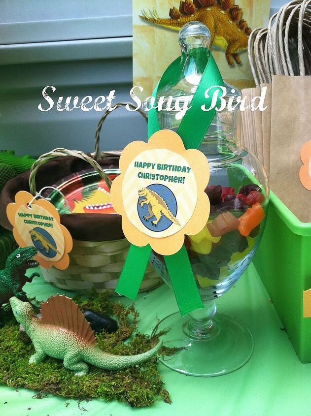 a dino mite party, crafts, Apothecary jars with candy also add to the sweet factor of a dessert table