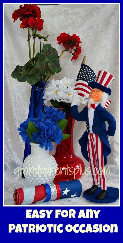 red white and blue patriotic centerpiece idea, crafts, patriotic decor ideas, seasonal holiday decor