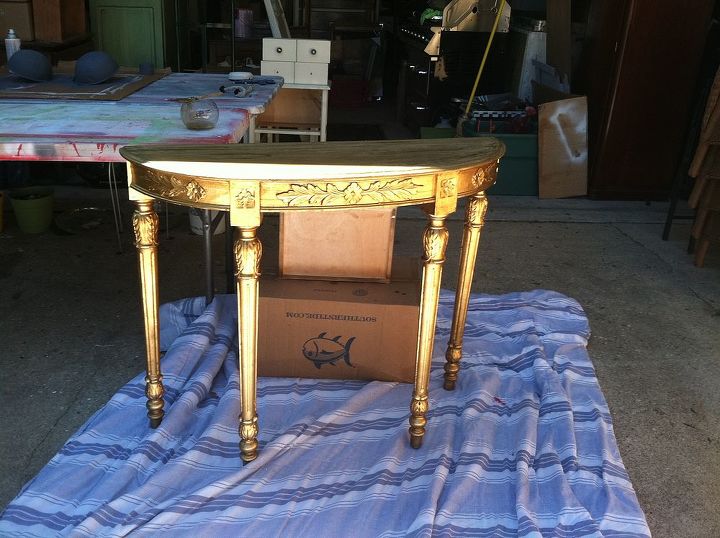 painted furniture, painted furniture, Carved wood table gold Before