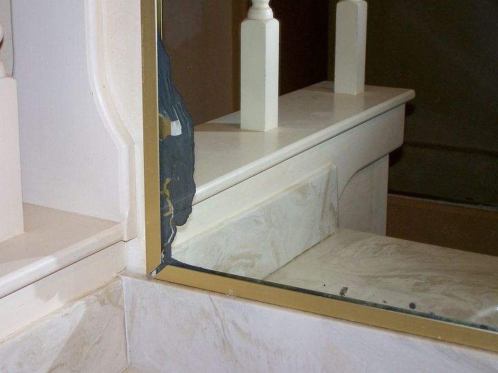 diy workshops in virginia beach, bathroom ideas, Before Old non removable mirror was discoloring and looked dated