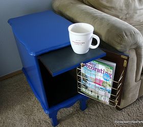 roadside find end table gets a new look again, painted furniture, Our first makeover Bold Blue