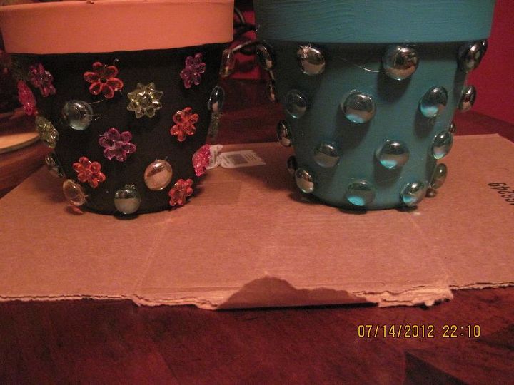my pots, crafts, painting, Pots I did not finished Have to clean up the paint tops then seal