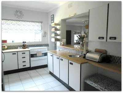 kitchen make over the budget friendly way, countertops, home decor, kitchen design, tiling, Top counter right used as a dish drop zone scullery laundry on the other side