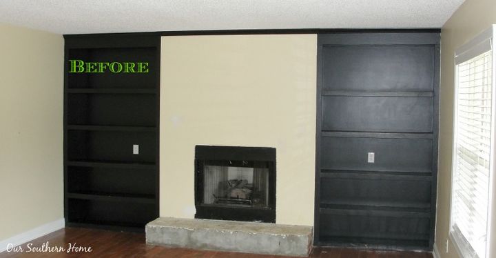 budget cottage mantel wall makeover, fireplaces mantels, home decor, paint colors, wall decor, Before no mantel dark and unfinished concrete hearth