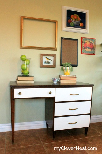 mid century modern desk given new life, painted furniture