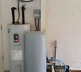 q suggestions for covering and or hiding water heater and tank, home maintenance repairs, plumbing, Outside water heater and water tank