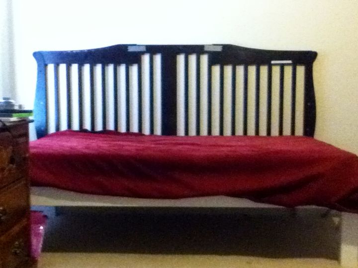 crib parts upcycled, painted furniture, To frame for daybed backrest to be continued with batting and fabric