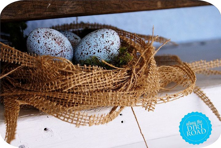 easy burlap nest, crafts, easter decorations, seasonal holiday decor, Aren t these little faux eggs wonderful I think that I m addicted