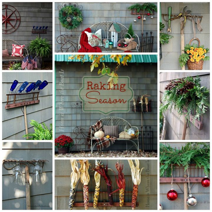 raking season favorite ways to decorate and use a vintage rake, gardening, repurposing upcycling, seasonal holiday d cor, Decorative uses for a rake rather than the functional one