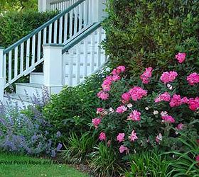 landscaping around your porch, curb appeal, flowers, landscape, Roses and lavender are classic cottage garden flowers