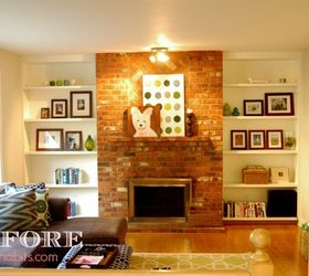diy brick fireplace refacing, BEFORE Dated and just doesn t fit our style Plus the mantel was incredible small