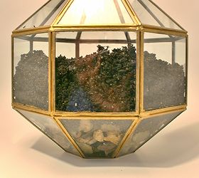 pendant light turned terrarium, flowers, gardening, repurposing upcycling, succulents, terrarium, Fill it with a bottom layer of rocks and a top layer of soil