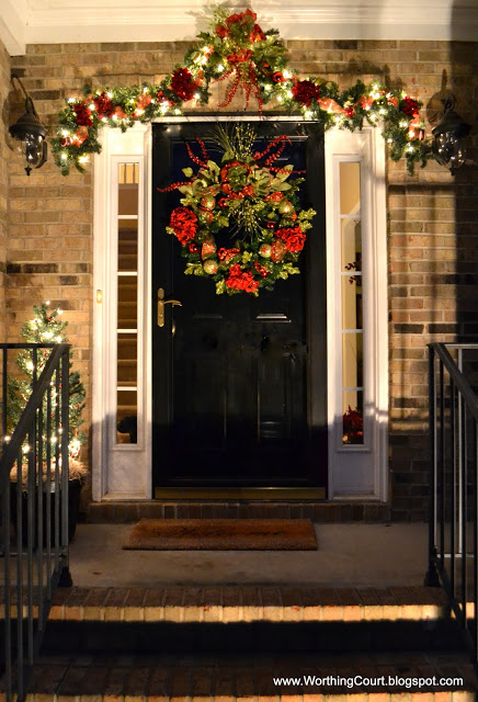 my christmas front porch, curb appeal, porches, seasonal holiday decor, wreaths, Christmas wreath and garland