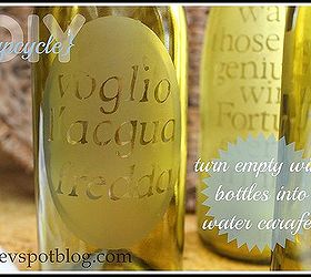 upcycling empty wine bottles into etched water carafes, crafts, These were so easy and fun to make Click here for the full tutorial