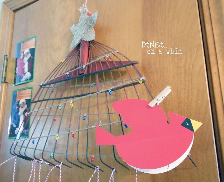 christmas tree card holder from and old rake, christmas decorations, crafts, repurposing upcycling, seasonal holiday decor, This card was perfect to perch on the rake tree with a small clothespin