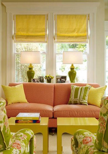 yellow is the it color for 2014, home decor, living room ideas, painted furniture, Yellow curtains in dark rooms will help make the room appear as if it has more natural light