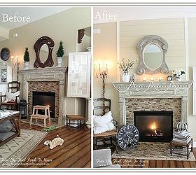 diy planked fireplace wall, diy, fireplaces mantels, home decor, living room ideas, wall decor, After Come on over to the blog to see more great pics