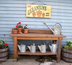 a new potting bench, gardening, outdoor living, This is my workbench kit potting bench stained with deck stain