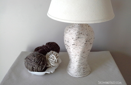outdated lamp with a new yarn wrapped look, home decor, lighting, repurposing upcycling