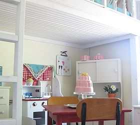 lofted cottage bed for our little girl s dream room, bedroom ideas, diy, home decor, painted furniture, repurposing upcycling, The box for the mattress was fastened to the studs in the wall