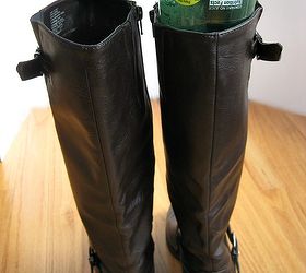 how to store your boots, cleaning tips, repurposing upcycling, Slip the bottles into your boots
