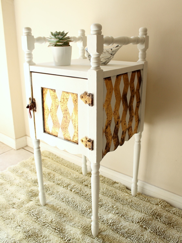 gold accent side table, painted furniture, I love how the gold is more subtle but still shimmers in the light