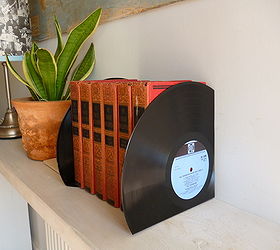 how to upcycle old vinyl records, Vinyl Bookends