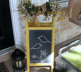 spring porch, curb appeal, porches, seasonal holiday decor, wreaths, A simple spring sentiment was drawn on my sandwich board